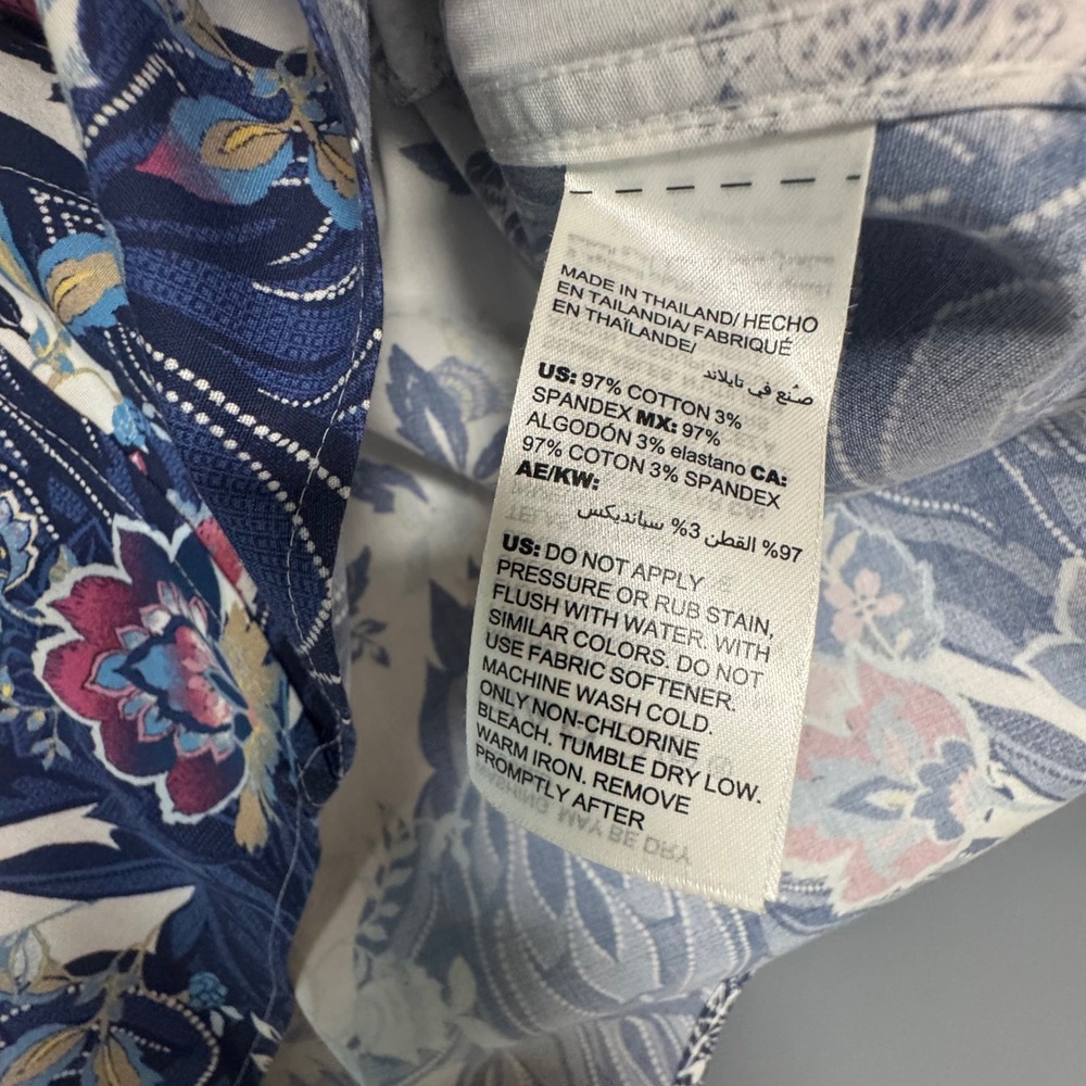 Chicos Sz 1 M Floral Paisley Border Print Button Down Shirt Shacket Pockets - Picture 4 of 5